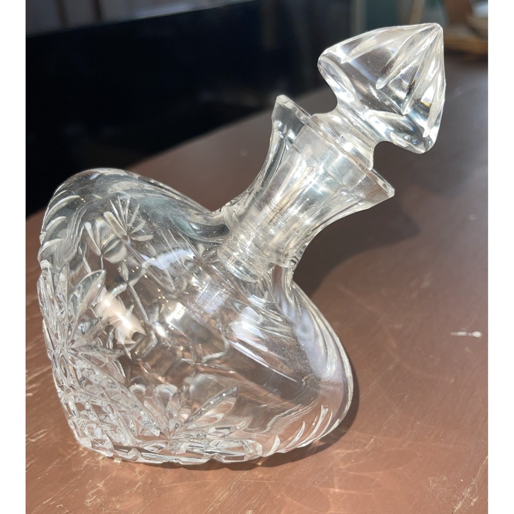 VTG Sorelle Tilted Side Laying Clear Lead Crystal Glass Perfume Bottle & Stopper